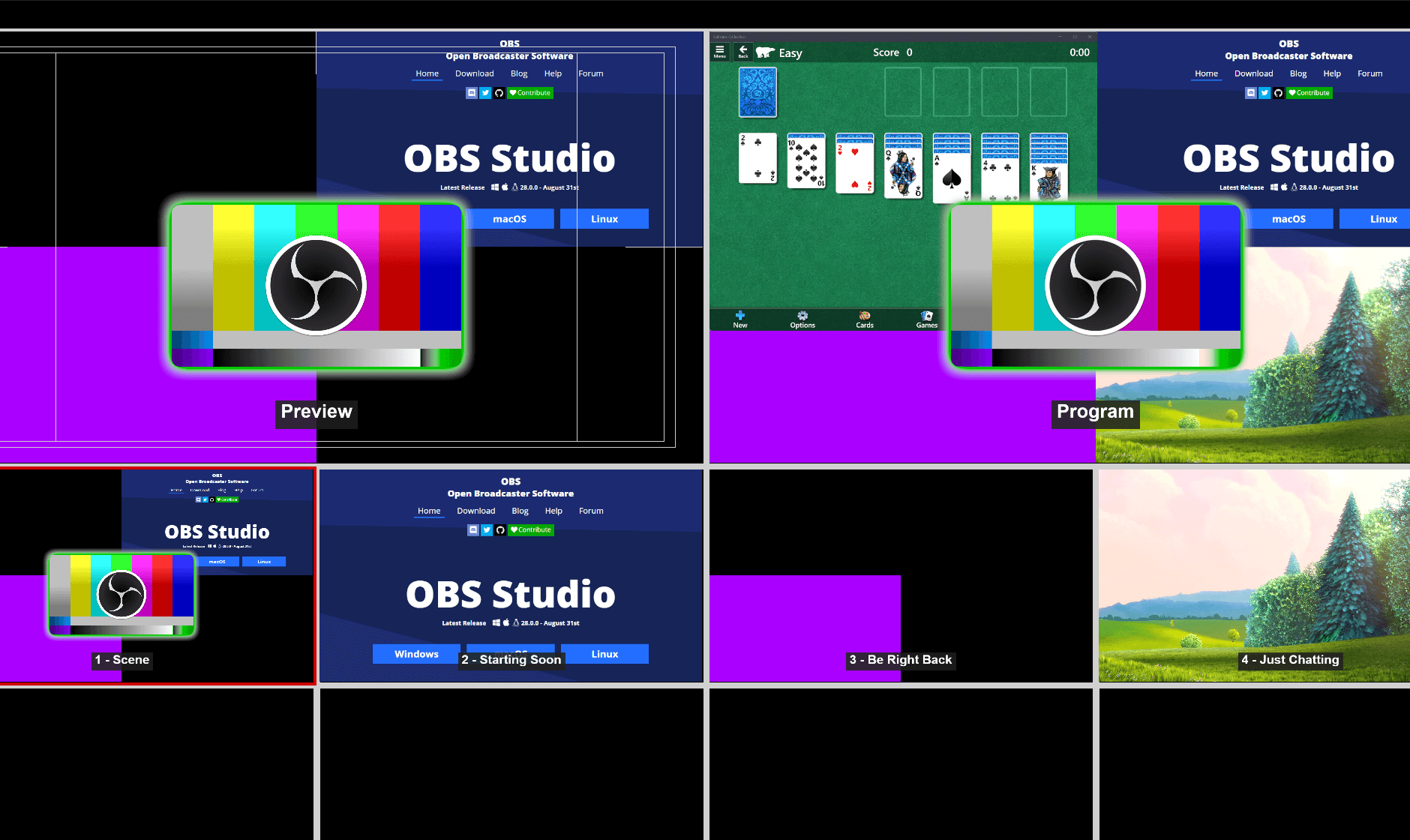 OBS Multiview - Monitor 8 scenes at once