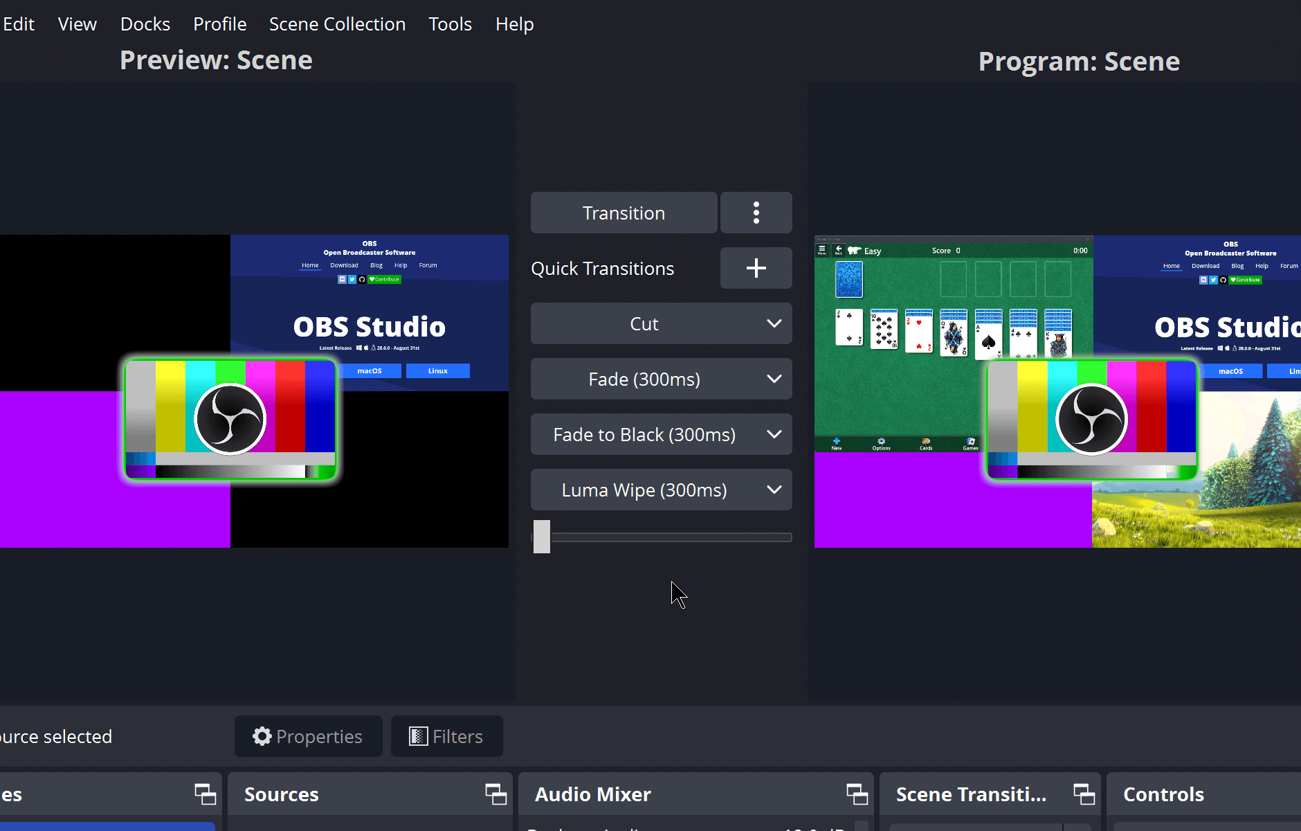OBS Studio Mode - Preview and Program view
